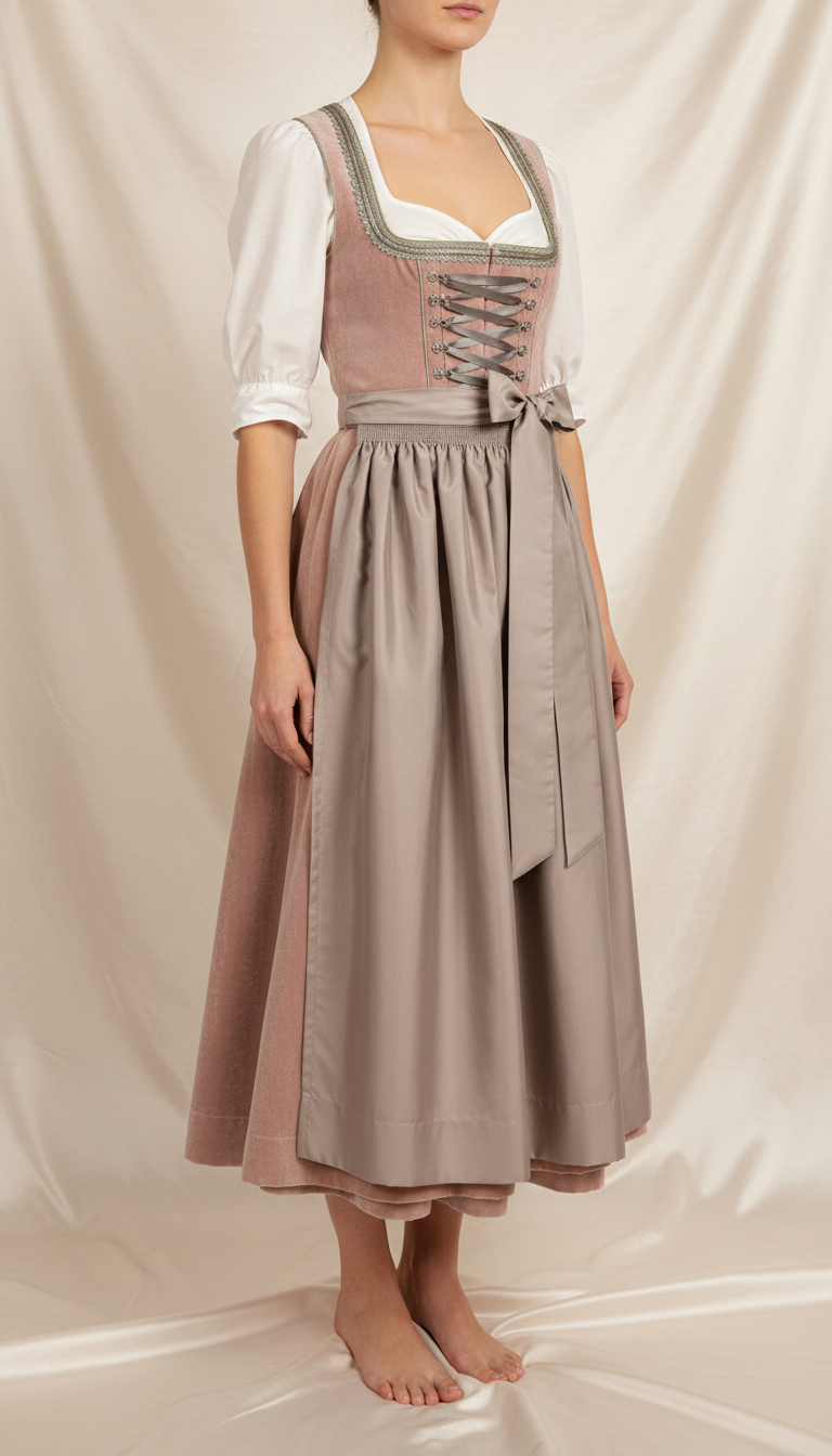 Dirndl-Outfit aus roséfarbenem Samt